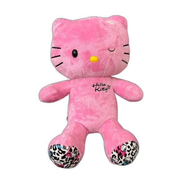 Build A Bear Hello Kitty Pink Leopard Print Paws Winking Sanrio 18" Plush NO Bow - Picture 1 of 14